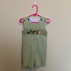 Liney Lu smocked woodland creatures Jon Jon 6m